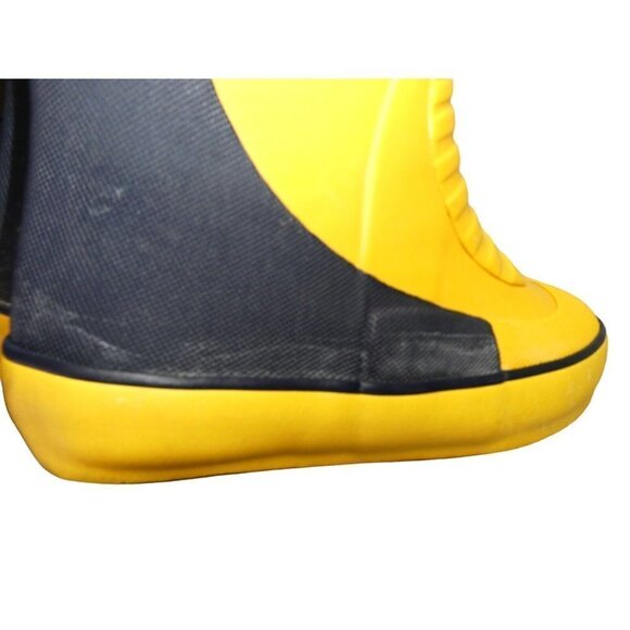 West Marine Tall Blue Yellow Rubber Boat Deck Boots size 4 with drawstring - Picture 5 of 9